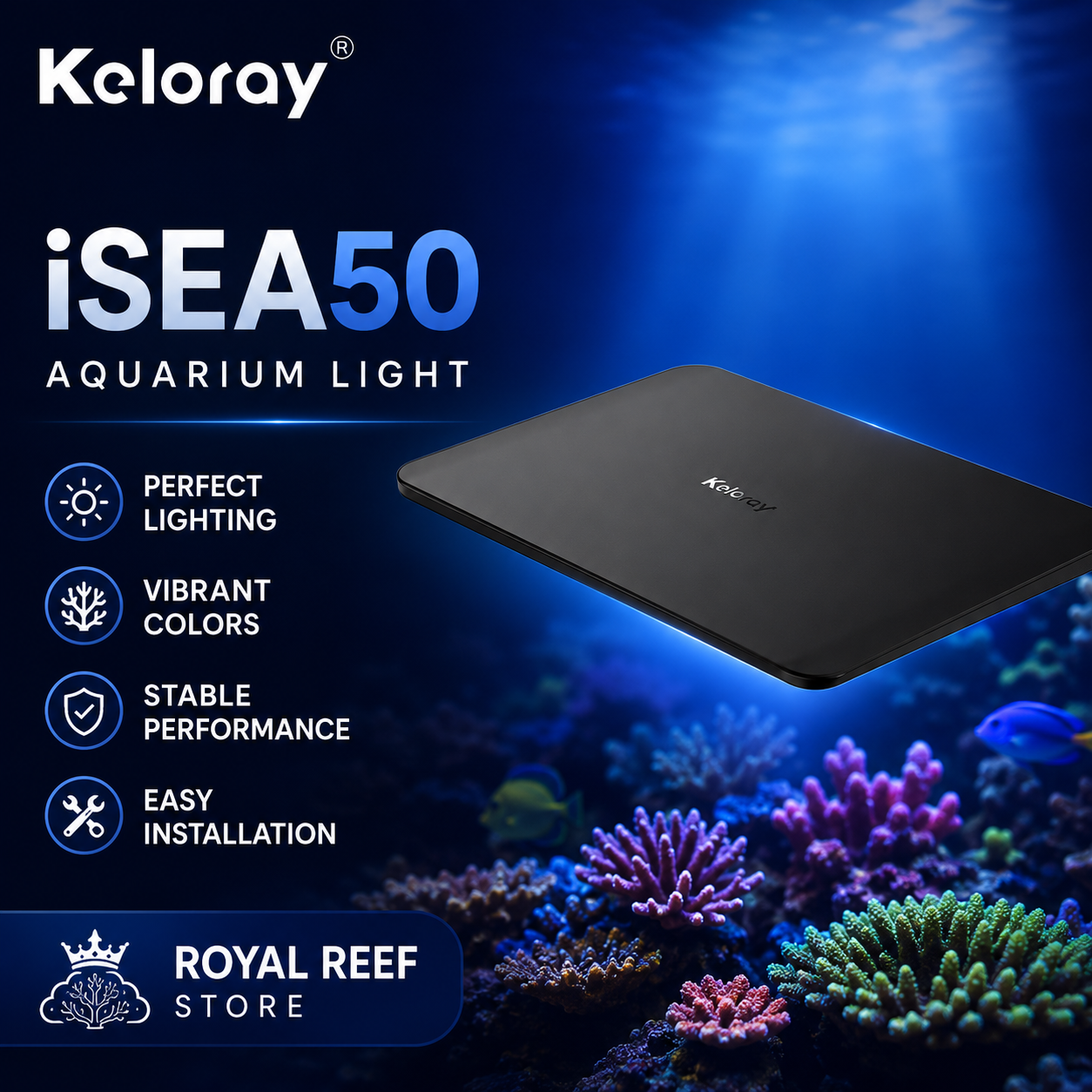 Marine Aquarium Aquascape - Keloray iSEA50 50W Fanless Full Spectrum