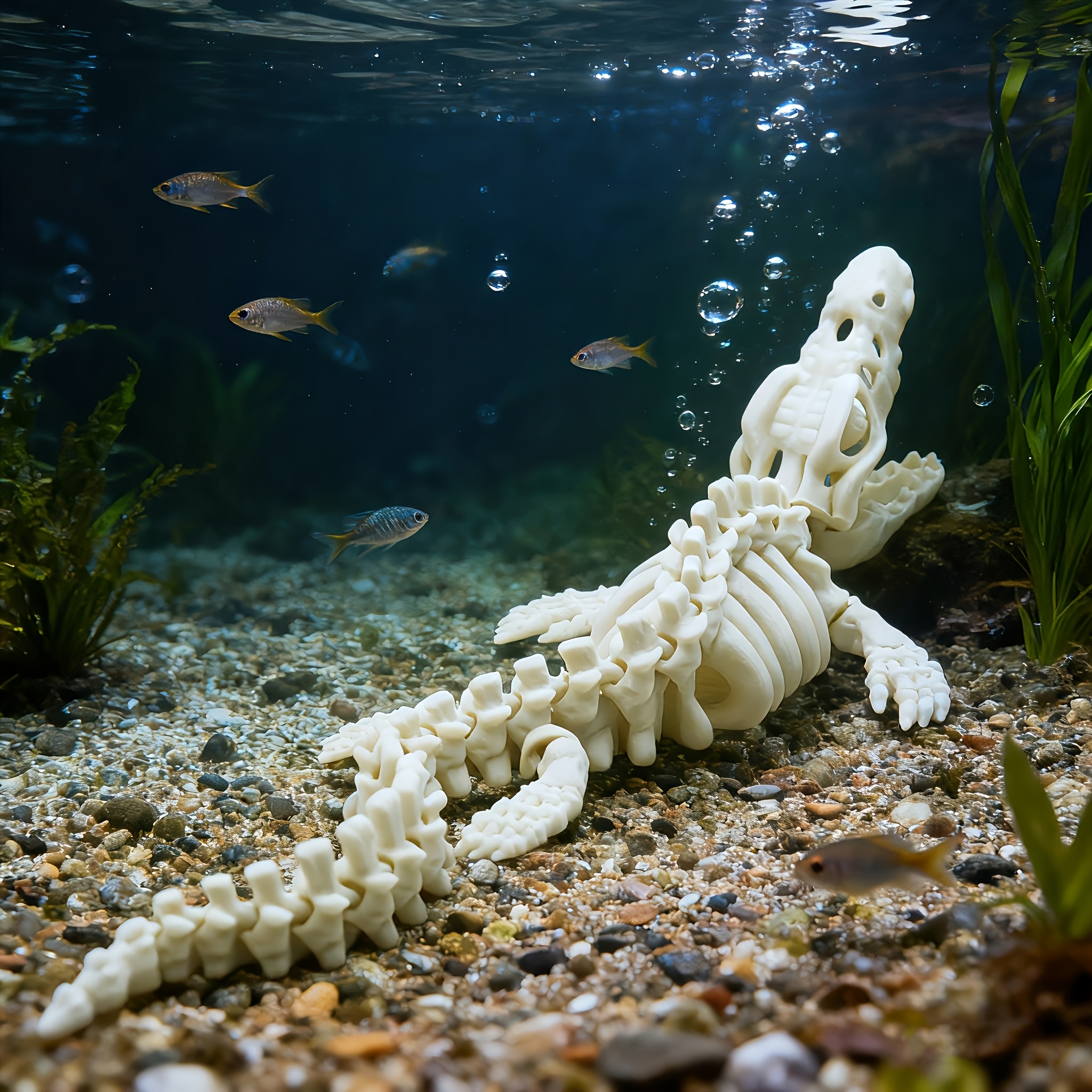 Marine Aquarium Aquascape - 1pc Realistic Mosasaur Skeleton Replica Aquarium