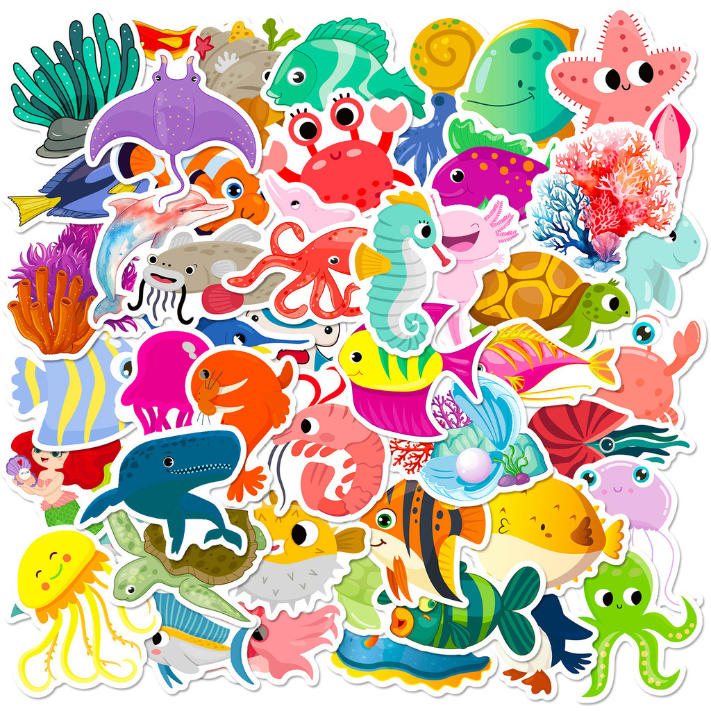 50Pcs Marine Life Stickers Dol - огляд і ціна Marine Aquarium Aquascape