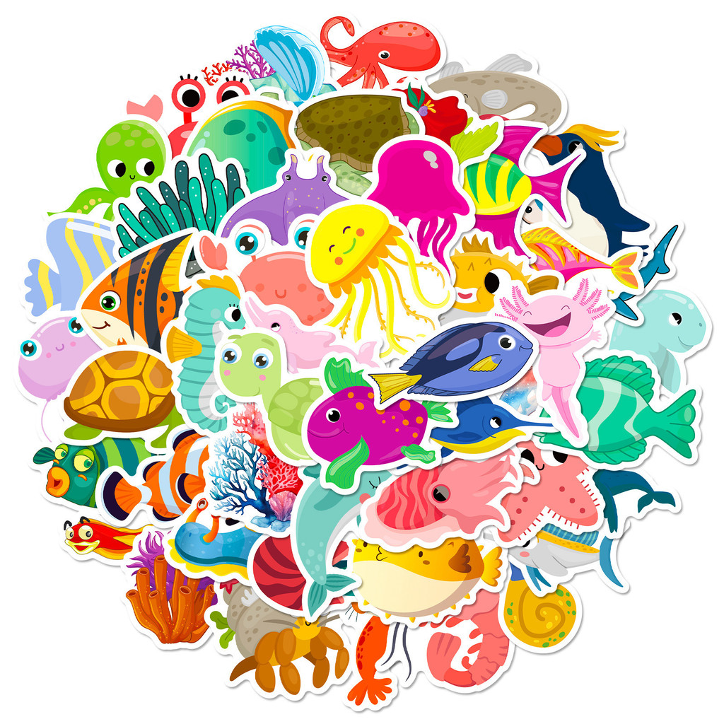 50Pcs Marine Life Stickers Dol - огляд і ціна Marine Aquarium Aquascape